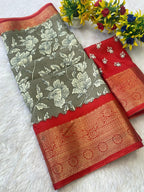 Pure Dola Silk Saree with Designer Printed Pallu & Jacquard Border – Luxe Statement for Boutique Displays & Festive Bulk Orders