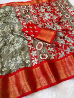 Pure Dola Silk Saree with Designer Printed Pallu & Jacquard Border – Luxe Statement for Boutique Displays & Festive Bulk Orders