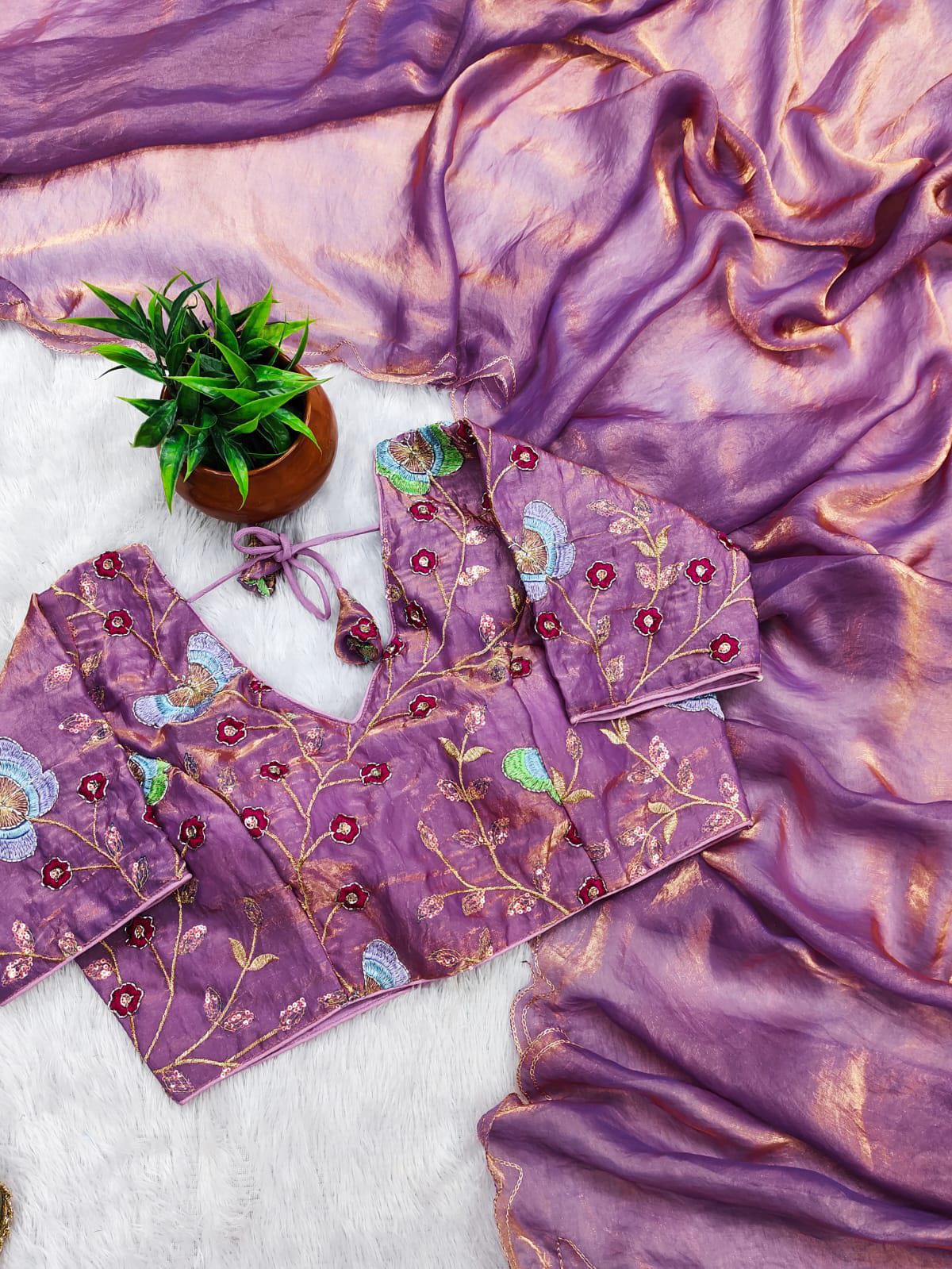 Fendy Satin Designer Saree with Double Arca & Jari Cut Work + Val Moti Blouse – Glamorous Statement for Sangeet & Cocktail Nights