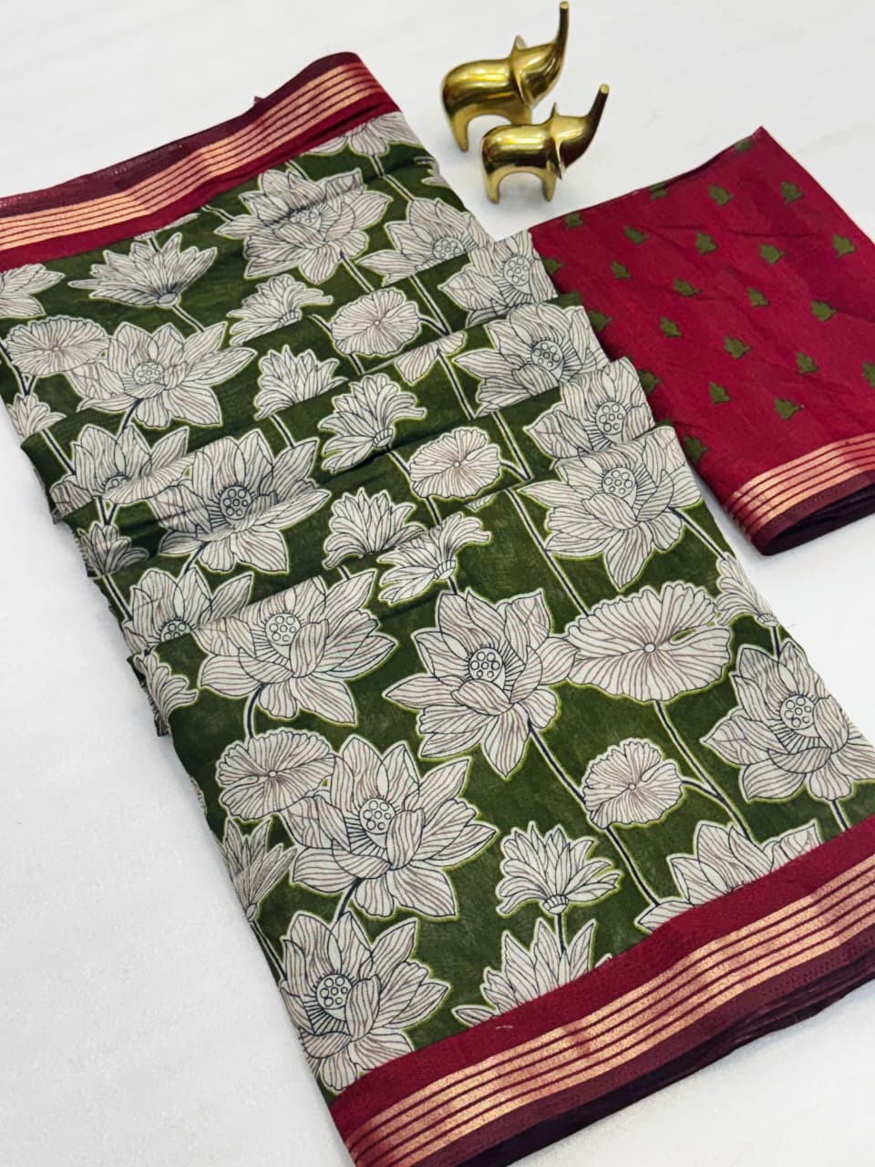 Mangalagiri Silk Saree with All-Over Design, Weaving Border & Kalamkari Pallu – Artistic Elegance for Boutique Displays