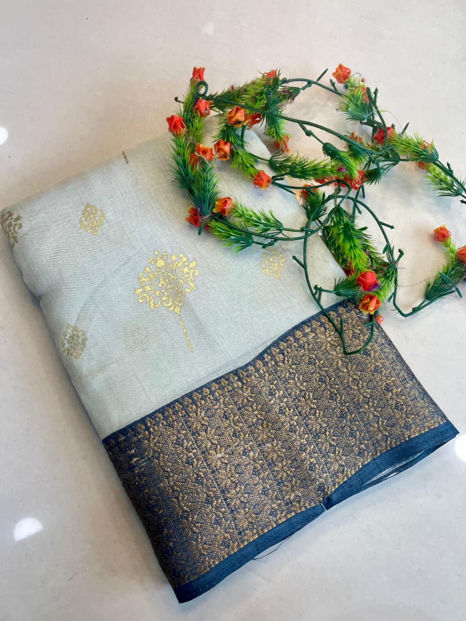 Dola Silk Saree with All-Over Foil Work & Printed Blouse – Shimmering Elegance for Boutique Bulk Orders