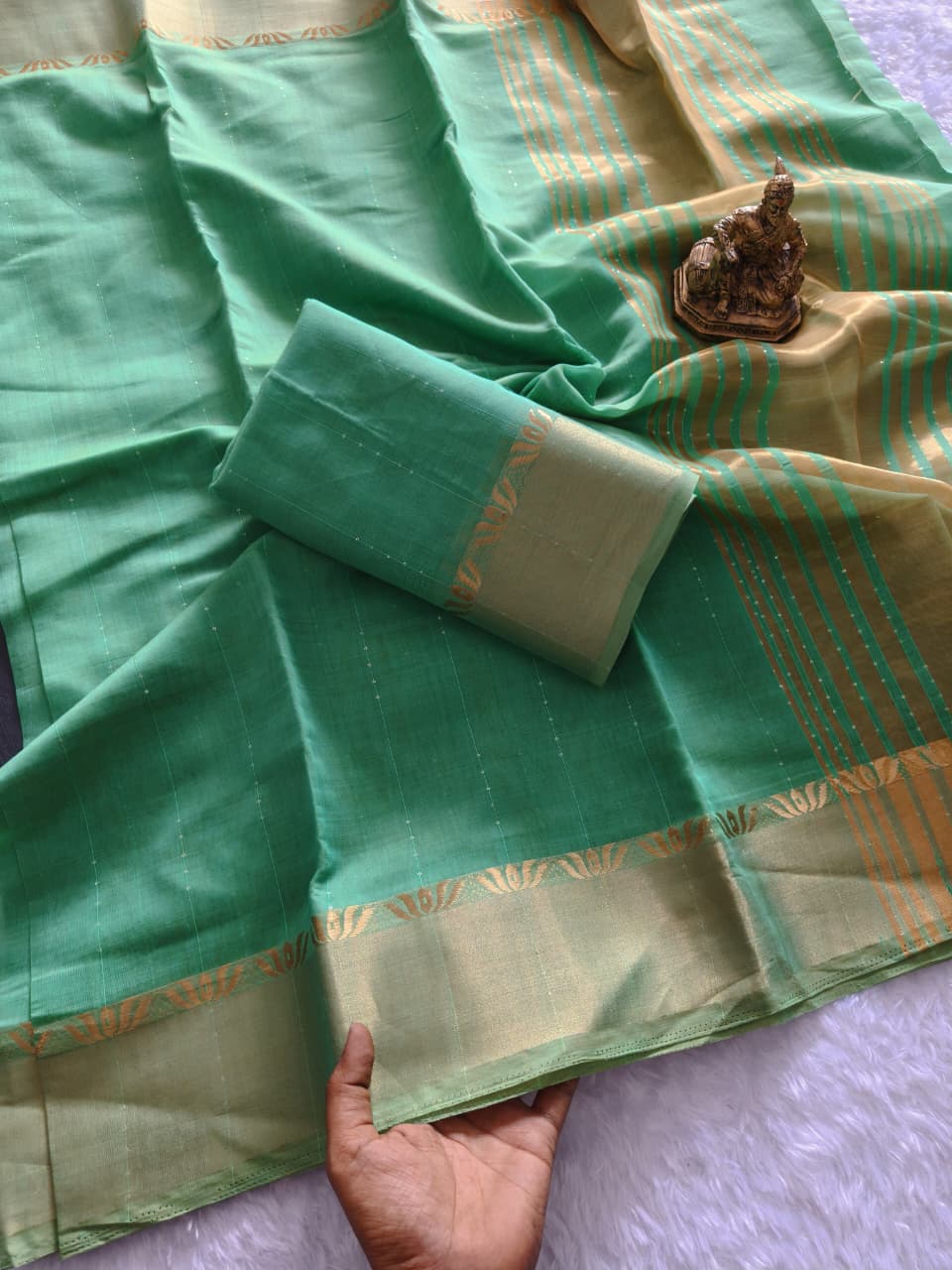Tani Bani Silk Saree with Gold Jacquard Border & Rich Sequin Pallu – Festive Glamour for Boutique Bulk Orders