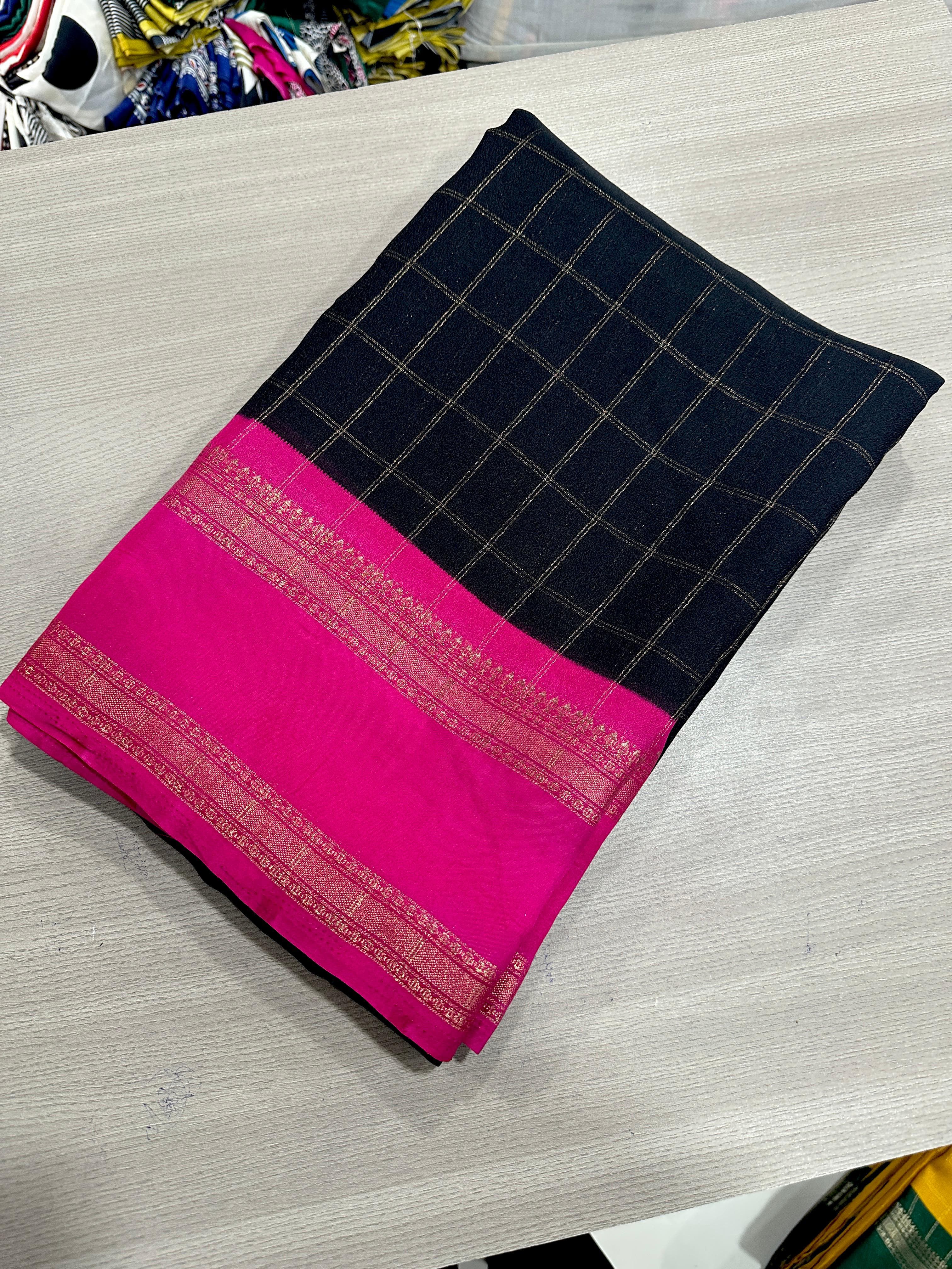 Heavy Mysore Silk Saree with All-Over Weaving & Two-Tone Padding Border – Regal Sophistication for Boutique Bulk Orders