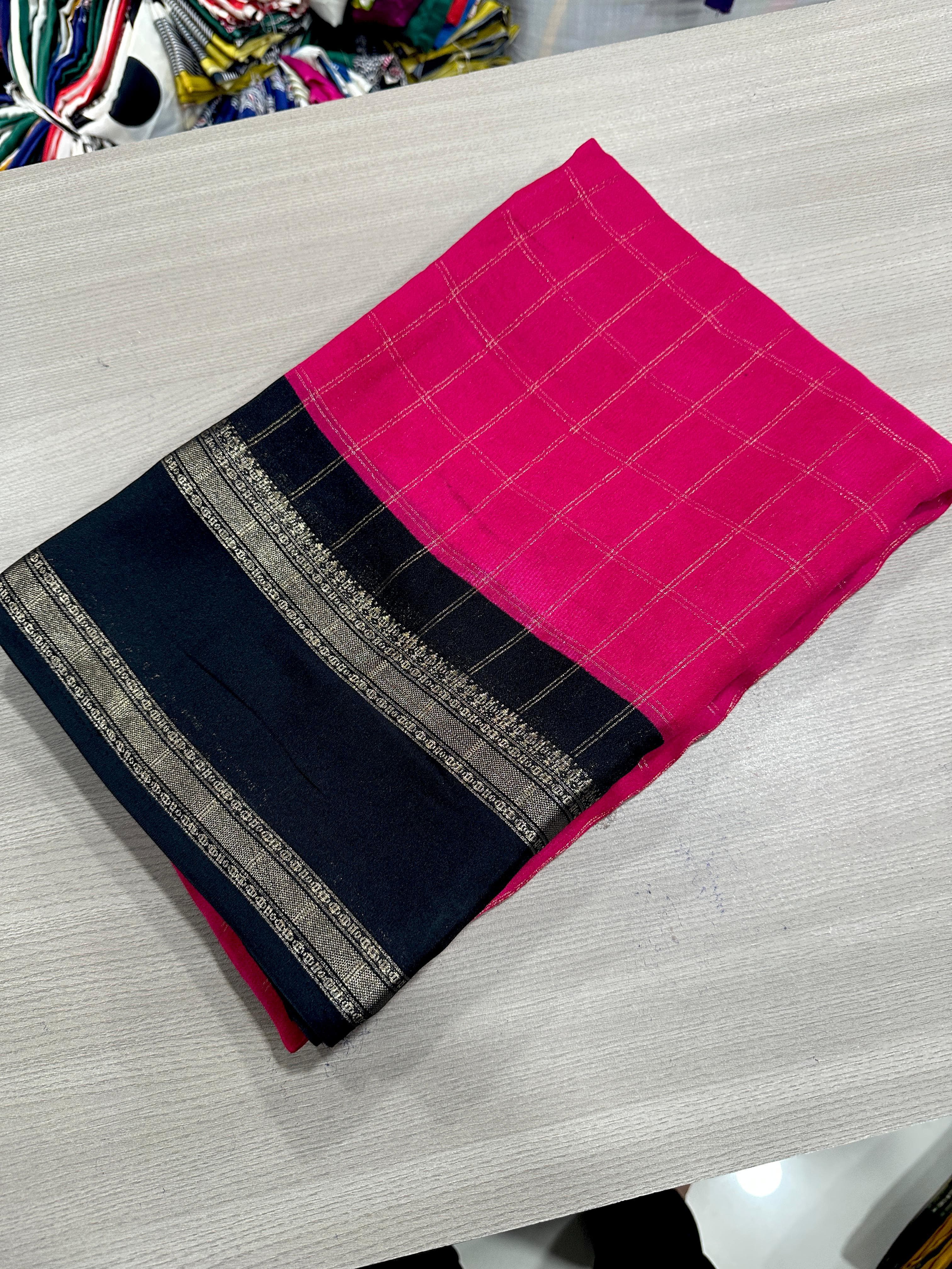 Heavy Mysore Silk Saree with All-Over Weaving & Two-Tone Padding Border – Regal Sophistication for Boutique Bulk Orders