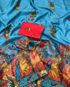 Handloom Tussar Silk Saree with Kalamkari Digital Print & Tassel Pallu – Artistic Luxury for Boutique Bulk Orders