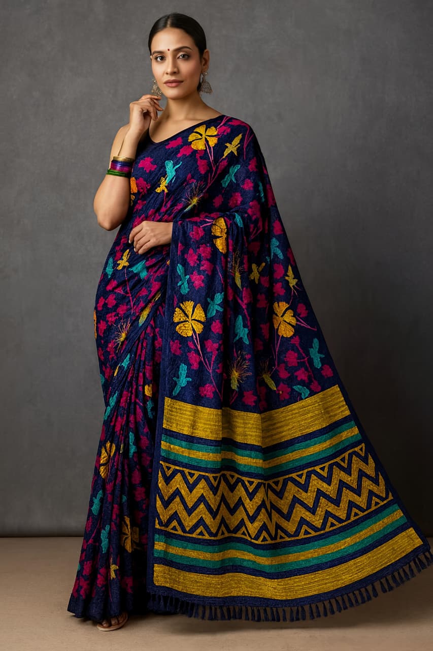 Blooming Mul Georgette Saree with Abstract Print & Matching Pallu – Festive Flair for Boutique Bulk Orders