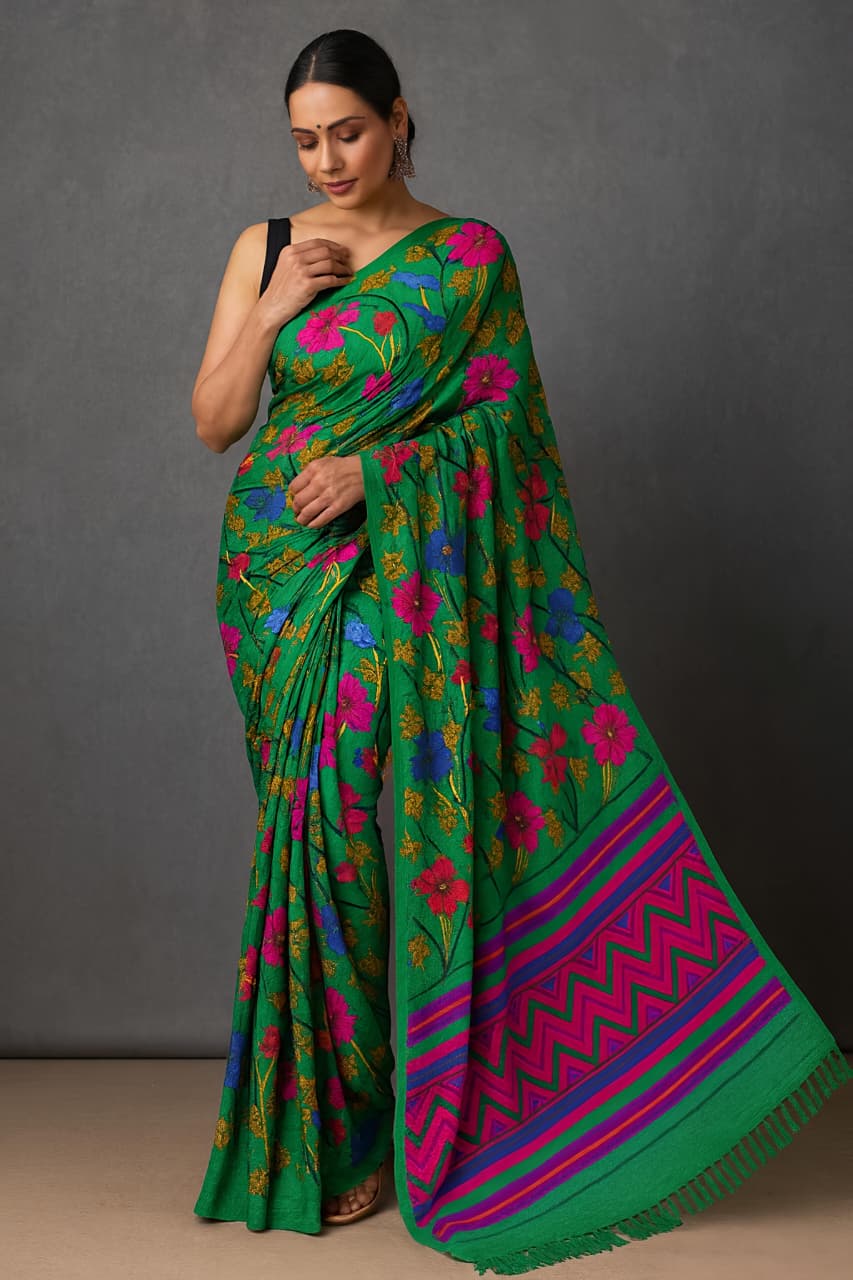 Blooming Mul Georgette Saree with Abstract Print & Matching Pallu – Festive Flair for Boutique Bulk Orders