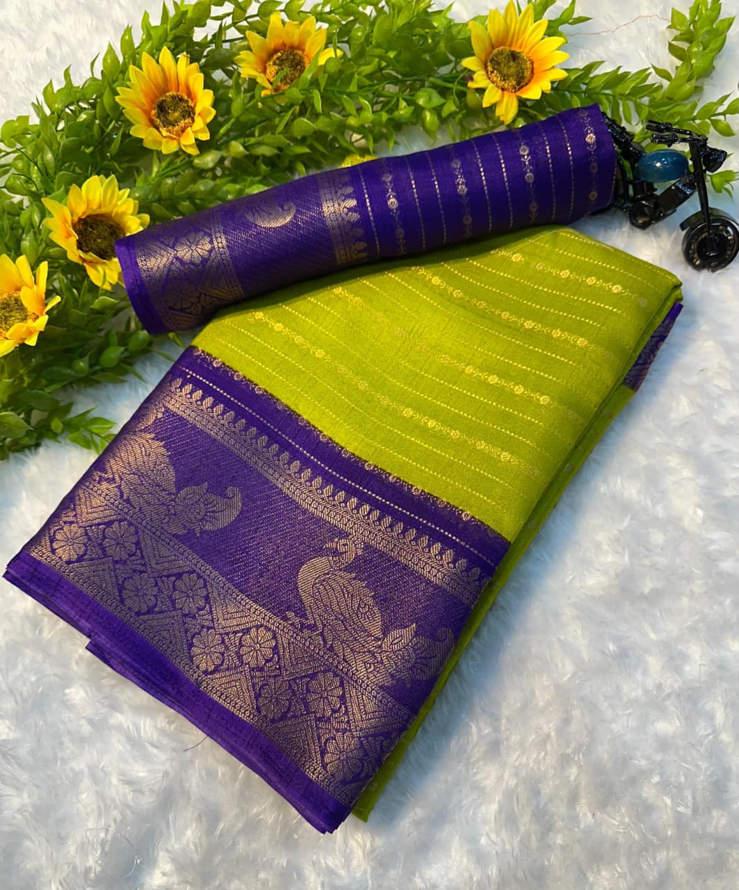Heavy Mysore Silk Saree with All-Over Weaving & Two-Tone Padding Border – Luxe Ethnic Elegance for Boutique Bulk Orders