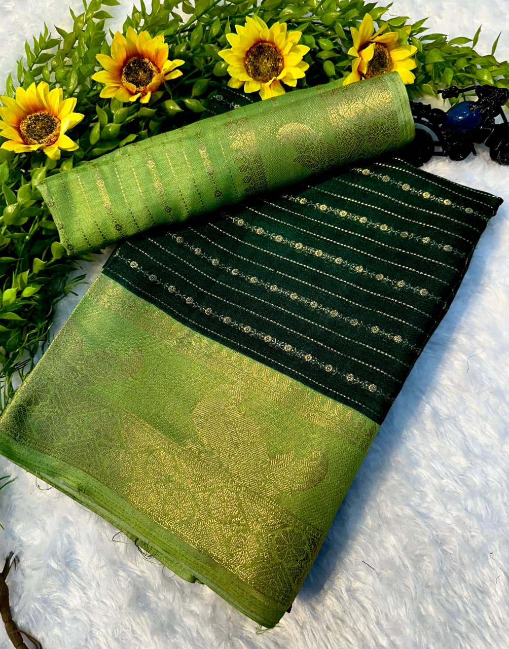 Heavy Mysore Silk Saree with All-Over Weaving & Two-Tone Padding Border – Luxe Ethnic Elegance for Boutique Bulk Orders