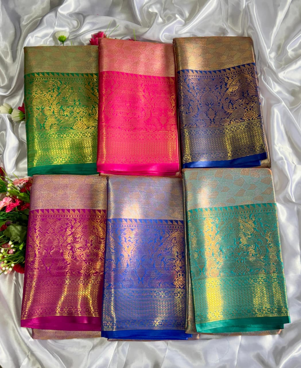 Bridal Pattu Tissue Silk Saree with Rich Pallu & Designer Brocade Blouse – Regal Wedding Wear for Boutique Bulk Orders