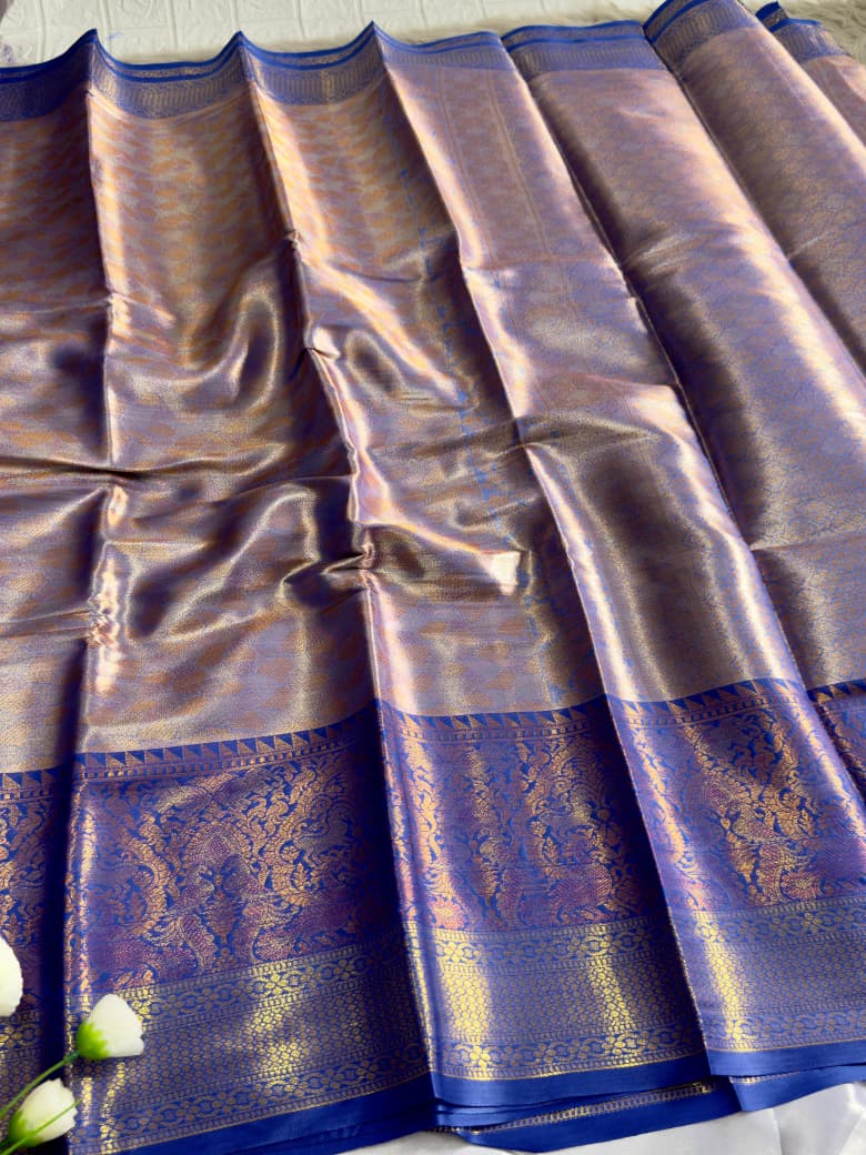 Bridal Pattu Tissue Silk Saree with Rich Pallu & Designer Brocade Blouse – Regal Wedding Wear for Boutique Bulk Orders