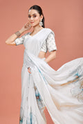 Chinon Silk Saree with Fancy Lace Border & Matching Blouse – Lightweight Elegance for Boutique Displays & Festive Gifting