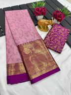Pure Mercerised Cotton Silk Saree with Exclusive Zari Border & Contrast Blouse – Premium Aura Collection for Everyday Elegance & Boutique Displays