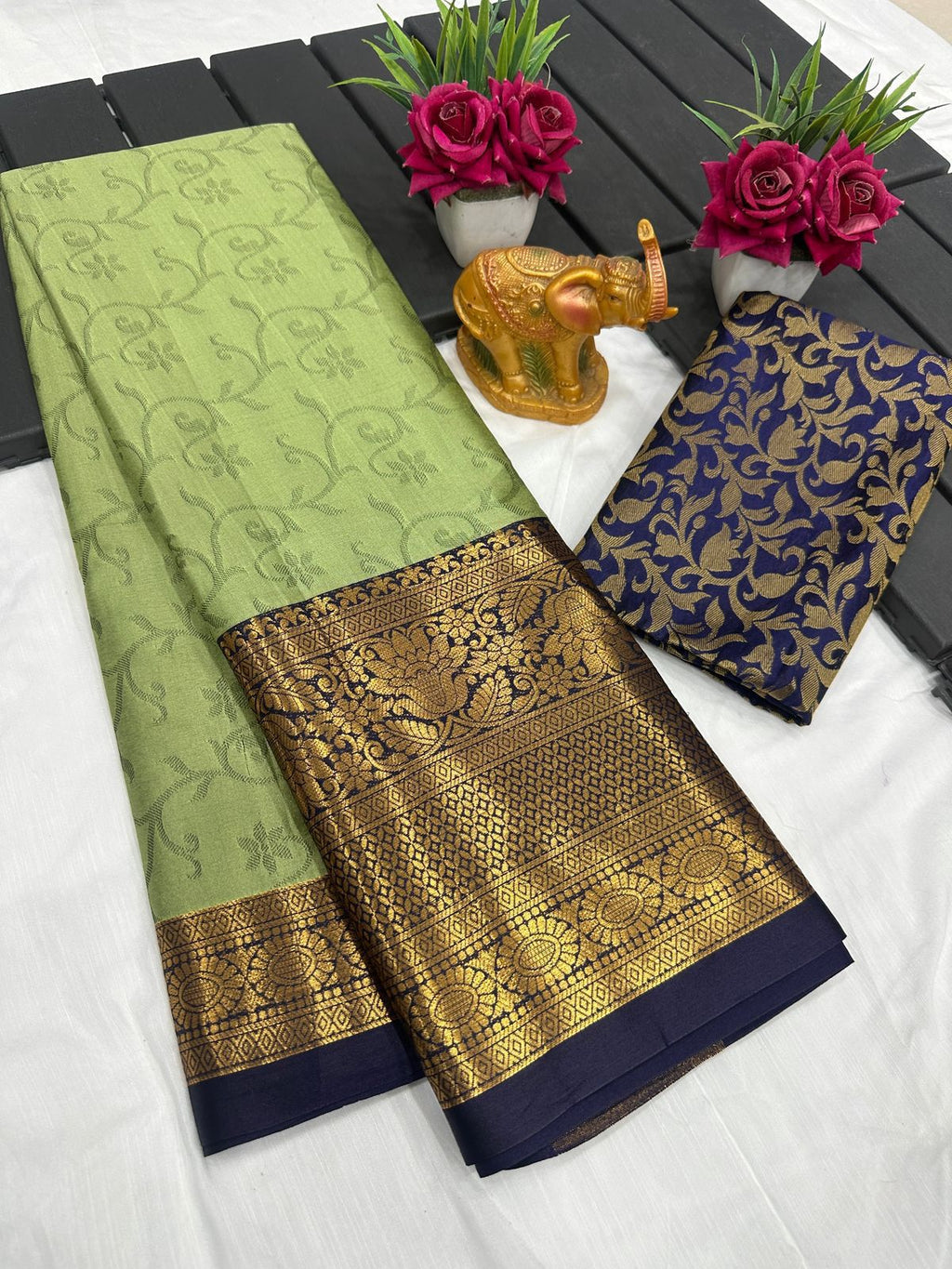 Pure Mercerised Cotton Silk Saree with Exclusive Zari Border & Contrast Blouse – Premium Aura Collection for Everyday Elegance & Boutique Displays