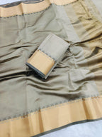 Heavy  maheshwari silk saree with gold jacquard border and gold rich pallu embedded with sequence weave work allover saree with Perfectly matched blouse piece and pallu