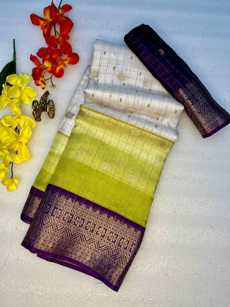 Premium Heavy Dola Butti Silk Saree with Leheriya Print & Fine Jacquard Border – Elegant Festive & Partywear Collection