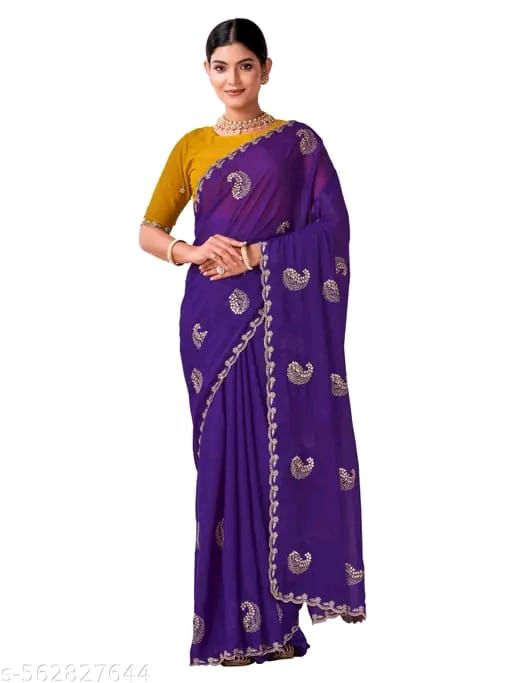 Premium Star Georgette Silk Saree with Embroidery & Scalloped Zari Cutwork Border – Festive & Partywear Collection