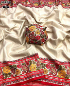 Handloom Tussar Silk Saree with Peacock Digital Print & Temple Border – Artistic Grandeur for Boutique Bulk Orders & Festive Gifting