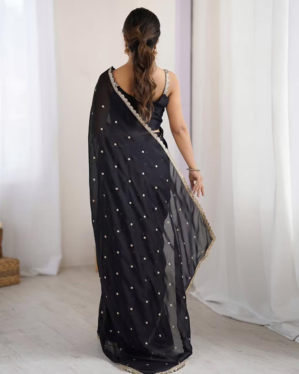 Rangoli Silk Saree with Butti Embroidery & Sequence Work – Glamorous Party Wear for Boutique Displays & Festive Gifting