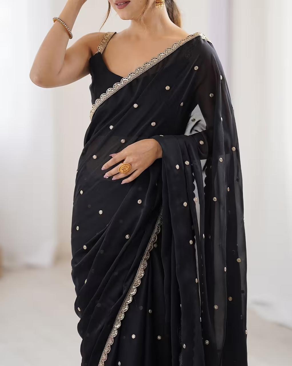 Rangoli Silk Saree with Butti Embroidery & Sequence Work – Glamorous Party Wear for Boutique Displays & Festive Gifting