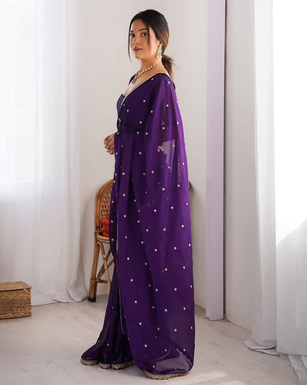 Rangoli Silk Saree with Butti Embroidery & Sequence Work – Glamorous Party Wear for Boutique Displays & Festive Gifting
