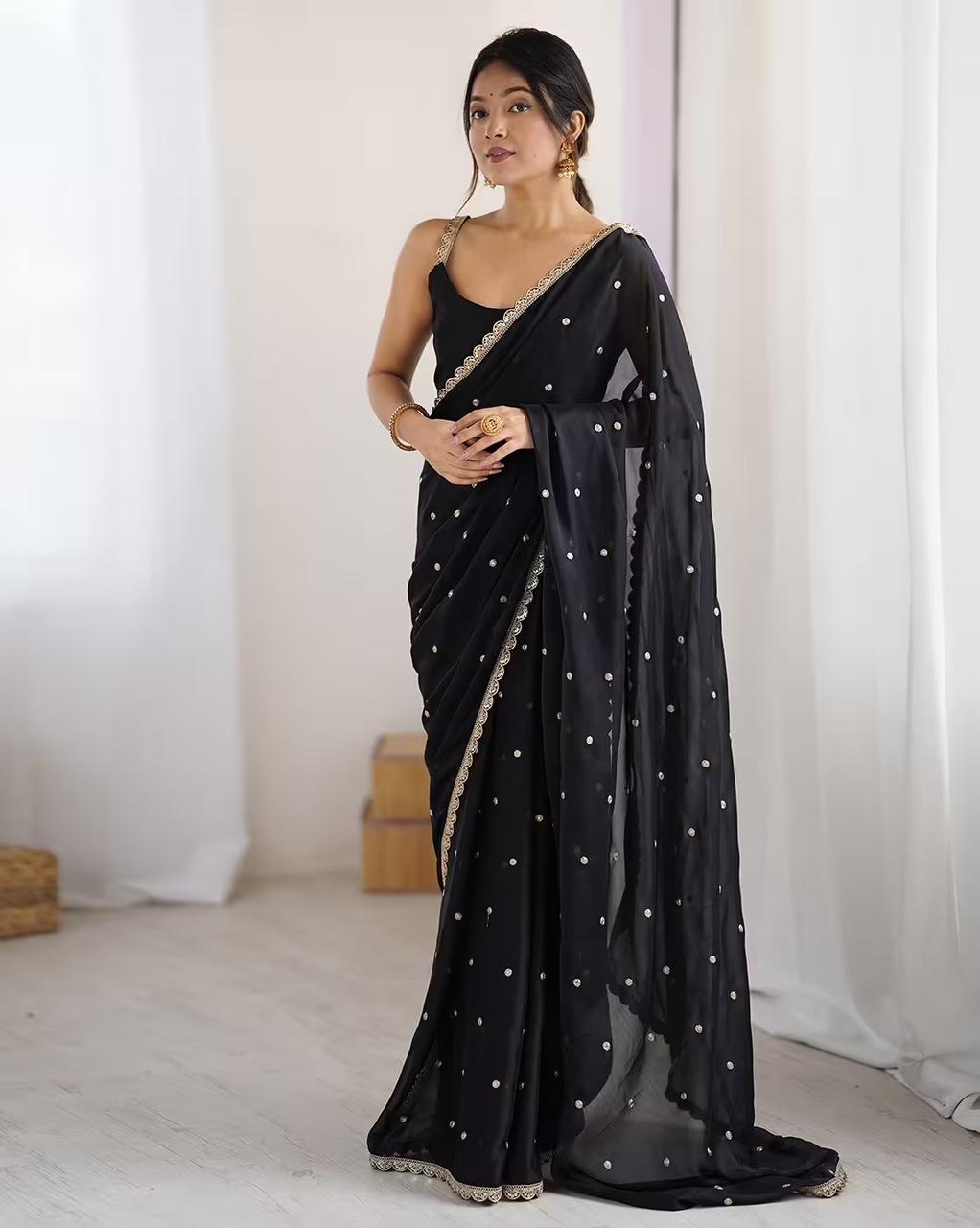 Rangoli Silk Saree with Butti Embroidery & Sequence Work – Glamorous Party Wear for Boutique Displays & Festive Gifting