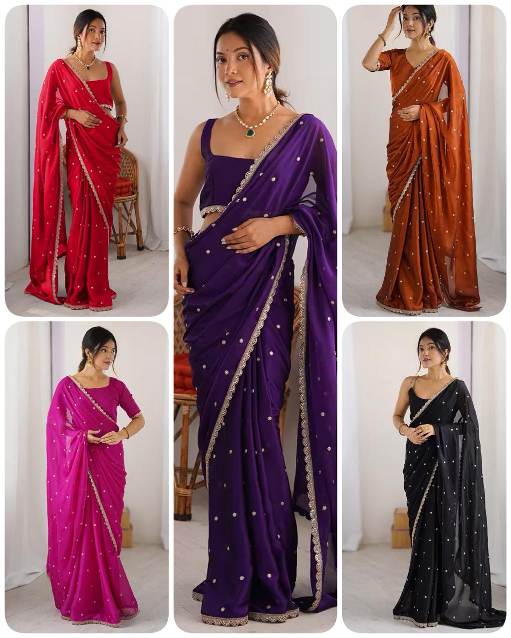 Rangoli Silk Saree with Butti Embroidery & Sequence Work – Glamorous Party Wear for Boutique Displays & Festive Gifting