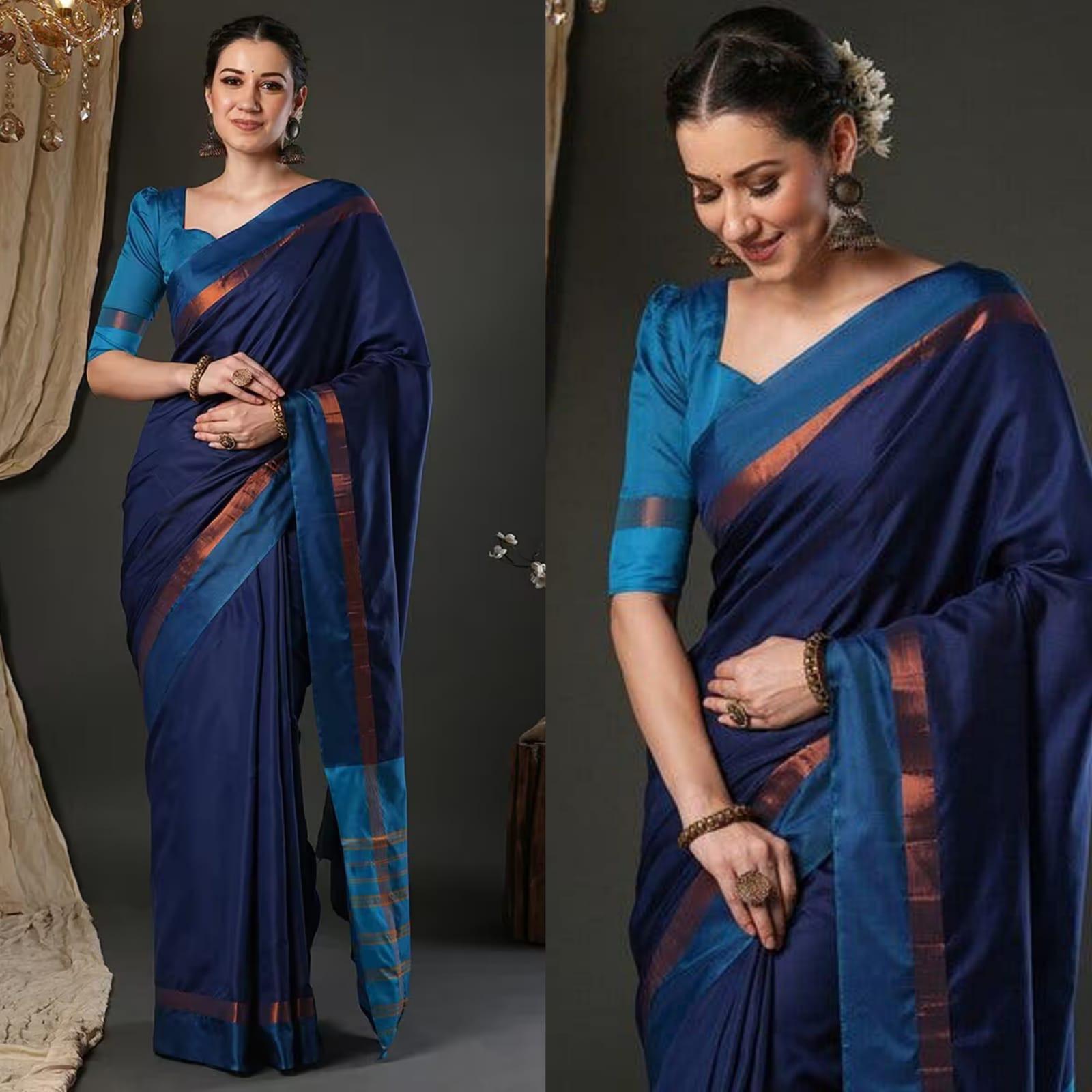 Cotton Silk Saree with Zari Pallu & Matching Blouse – Soft Elegance for Boutique Displays & Budget-Friendly Gifting
