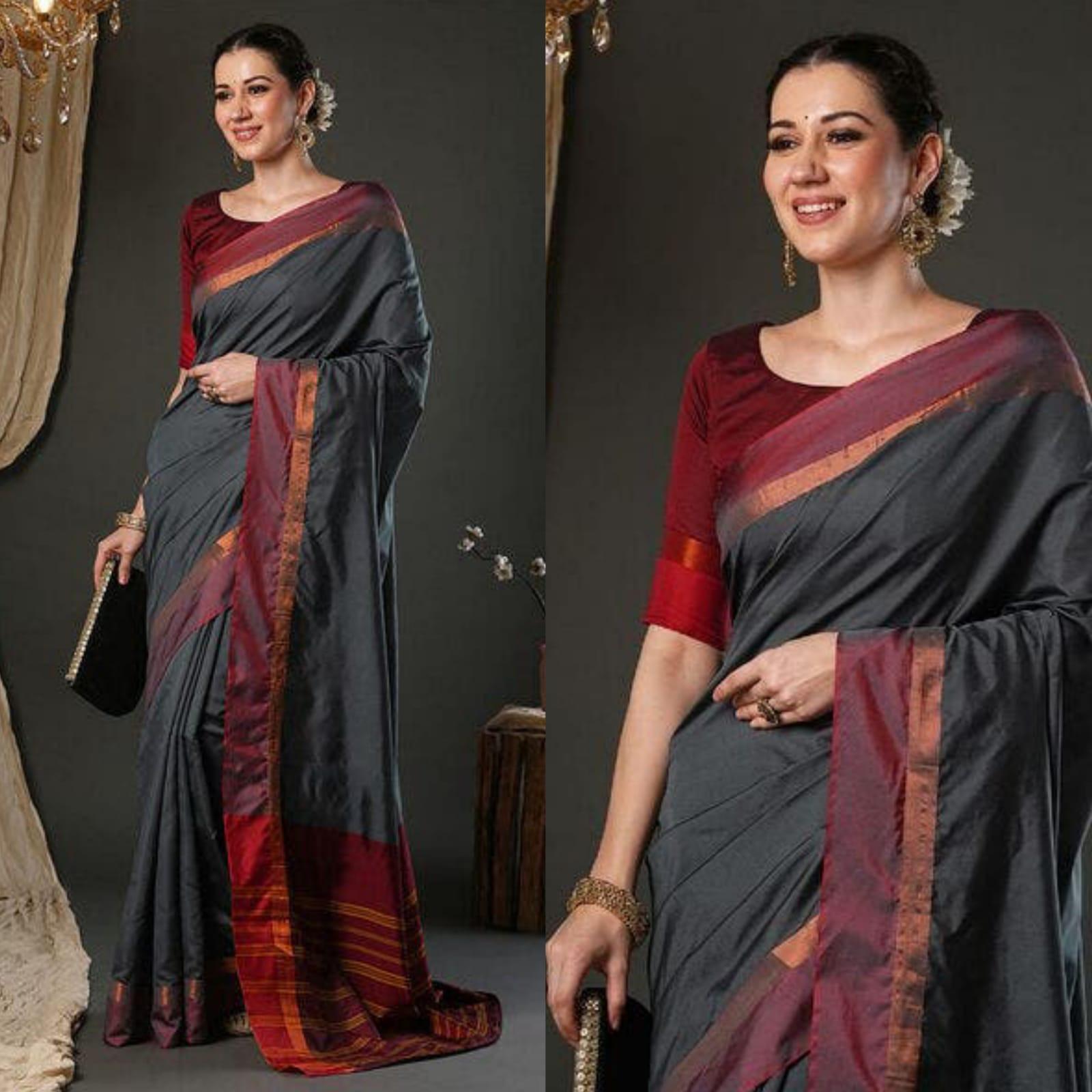 Cotton Silk Saree with Zari Pallu & Matching Blouse – Soft Elegance for Boutique Displays & Budget-Friendly Gifting