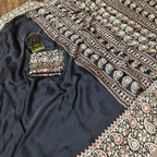 Pure Modal Silk Saree with Ajrakh Printed Pallu & Mango Border – Artistic Uniform Elegance for Boutique Displays & Festive Bulk Orders