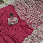Pure Modal Silk Saree with Ajrakh Printed Pallu & Mango Border – Artistic Uniform Elegance for Boutique Displays & Festive Bulk Orders