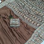 Pure Modal Silk Saree with Ajrakh Printed Pallu & Mango Border – Artistic Uniform Elegance for Boutique Displays & Festive Bulk Orders