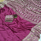 Pure Modal Silk Saree with Ajrakh Printed Pallu & Mango Border – Artistic Uniform Elegance for Boutique Displays & Festive Bulk Orders