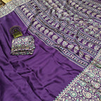 Pure Modal Silk Saree with Ajrakh Printed Pallu & Mango Border – Artistic Uniform Elegance for Boutique Displays & Festive Bulk Orders