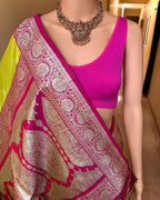 Pure Banarasi Silk Saree with Rich Mina Work & Butti Design – Regal Grandeur for Boutique Displays & Wedding Season Gifting