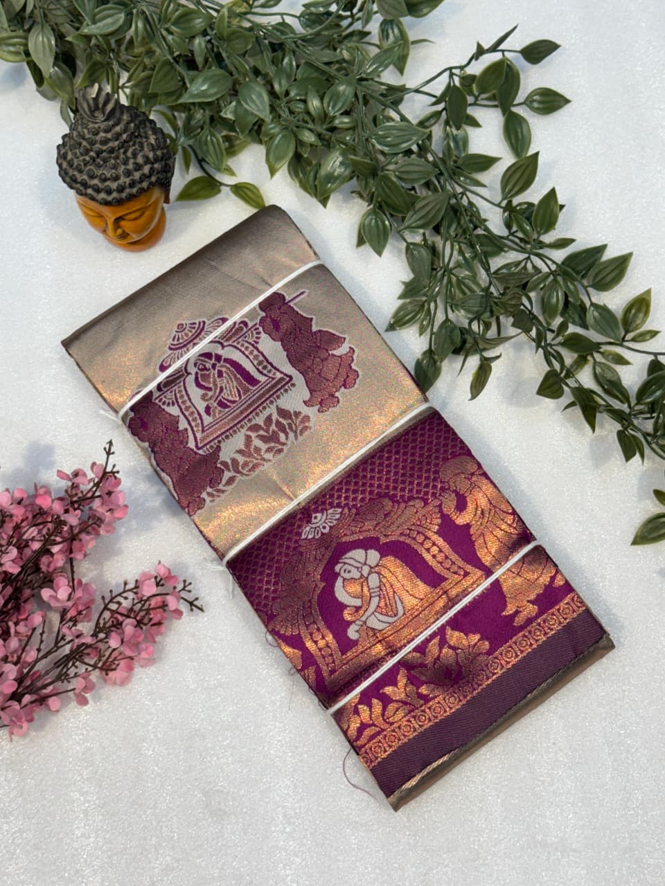 Kanjeevaram/Elampillai Pattu Silk Saree with Misri Fold – Traditional Grandeur for Boutique Displays & Wedding Season Gifting