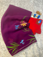 Georgette Saree with Flower Brush Print & Fancy Lace – Lightweight Elegance for Boutique Displays