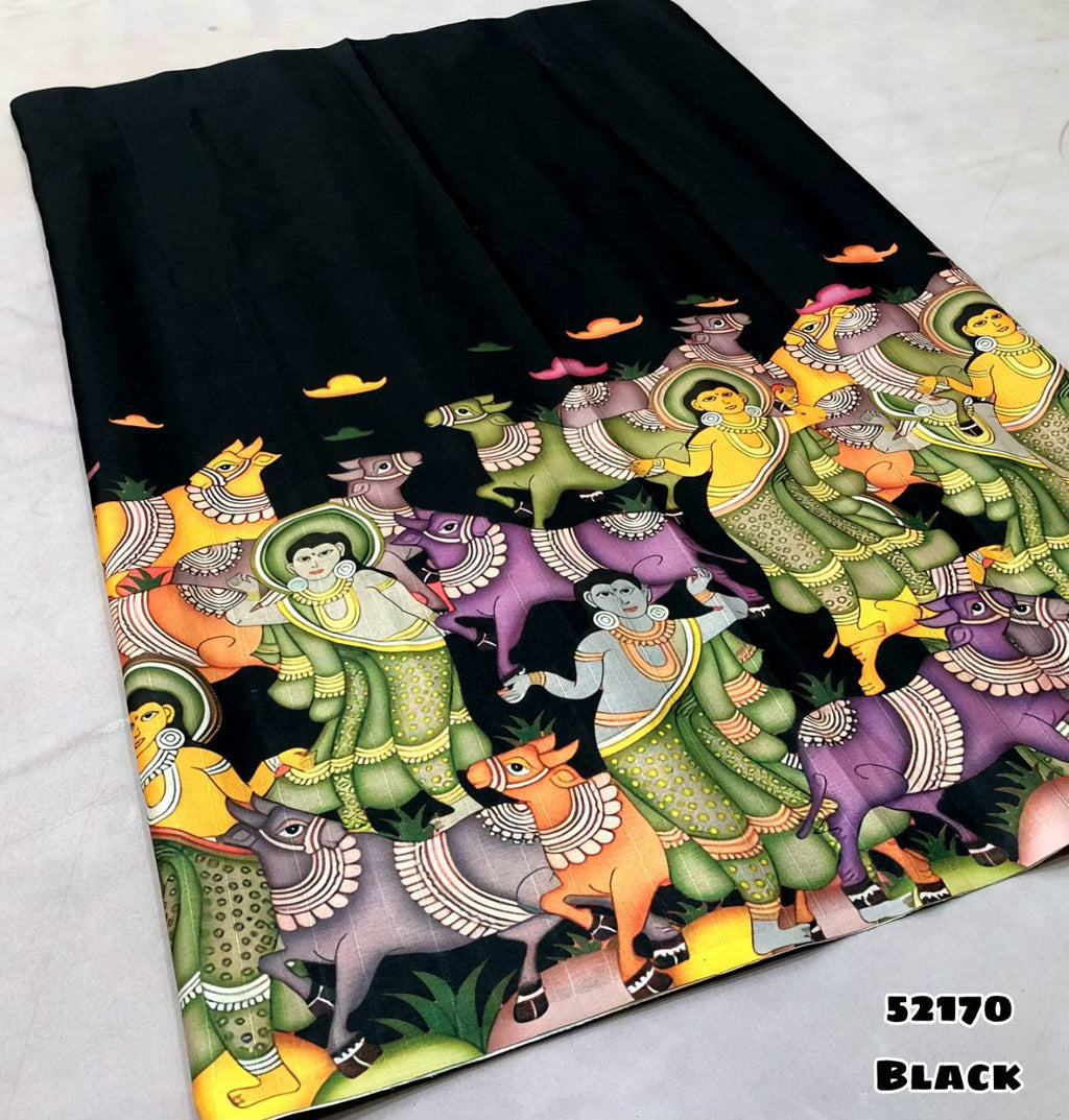 Pure Handloom Tussar Silk Saree with Kalamkari Digital Print & Tussle Pallu – Artistic Luxury for Boutique Displays & Festive Bulk Orders