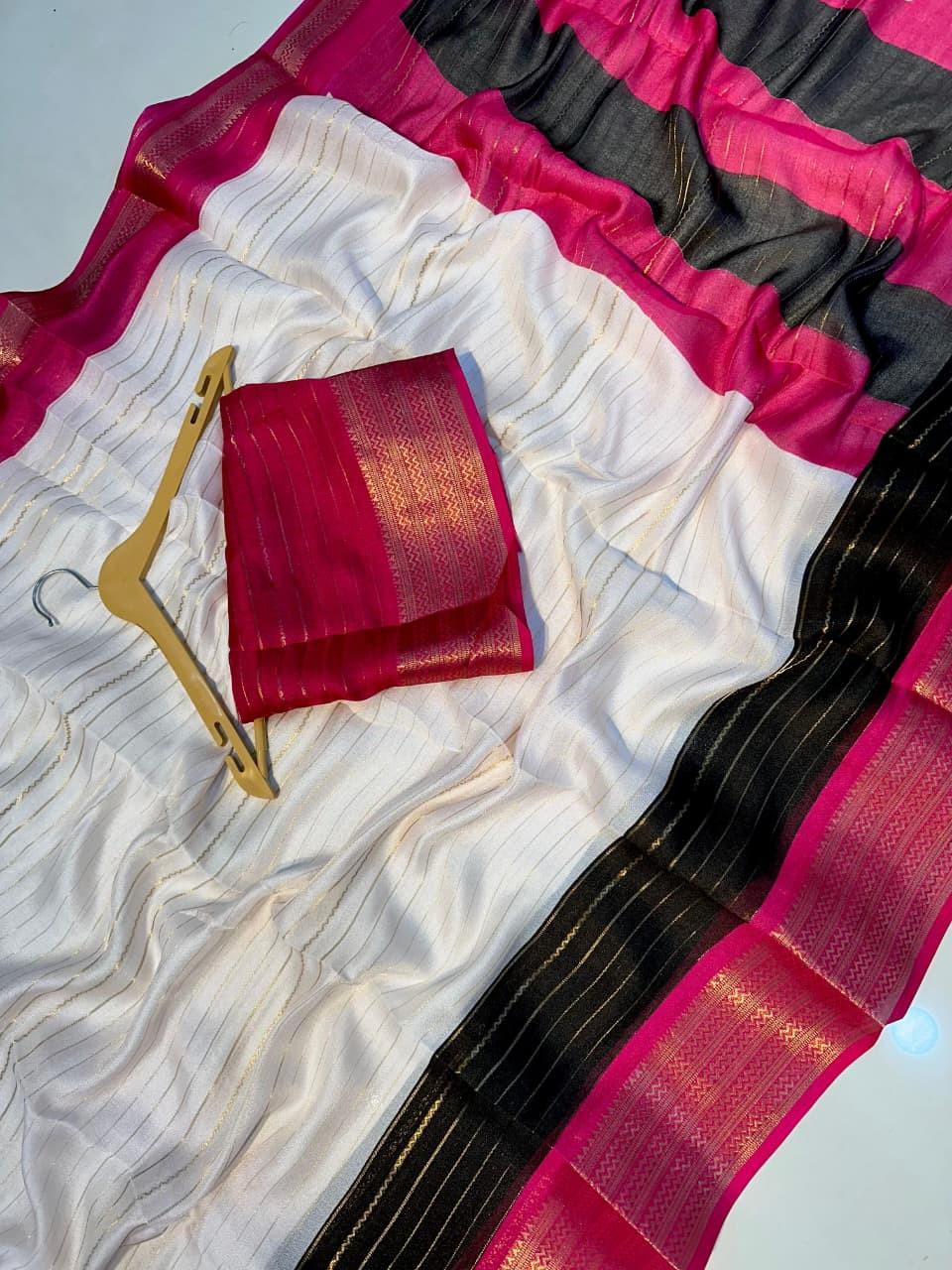 Heavy Mysore Silk Saree with All-Over Weaving & Two-Tone Padding Border + Coordinated Blouse – Regal Elegance for Boutique Displays & Festivals