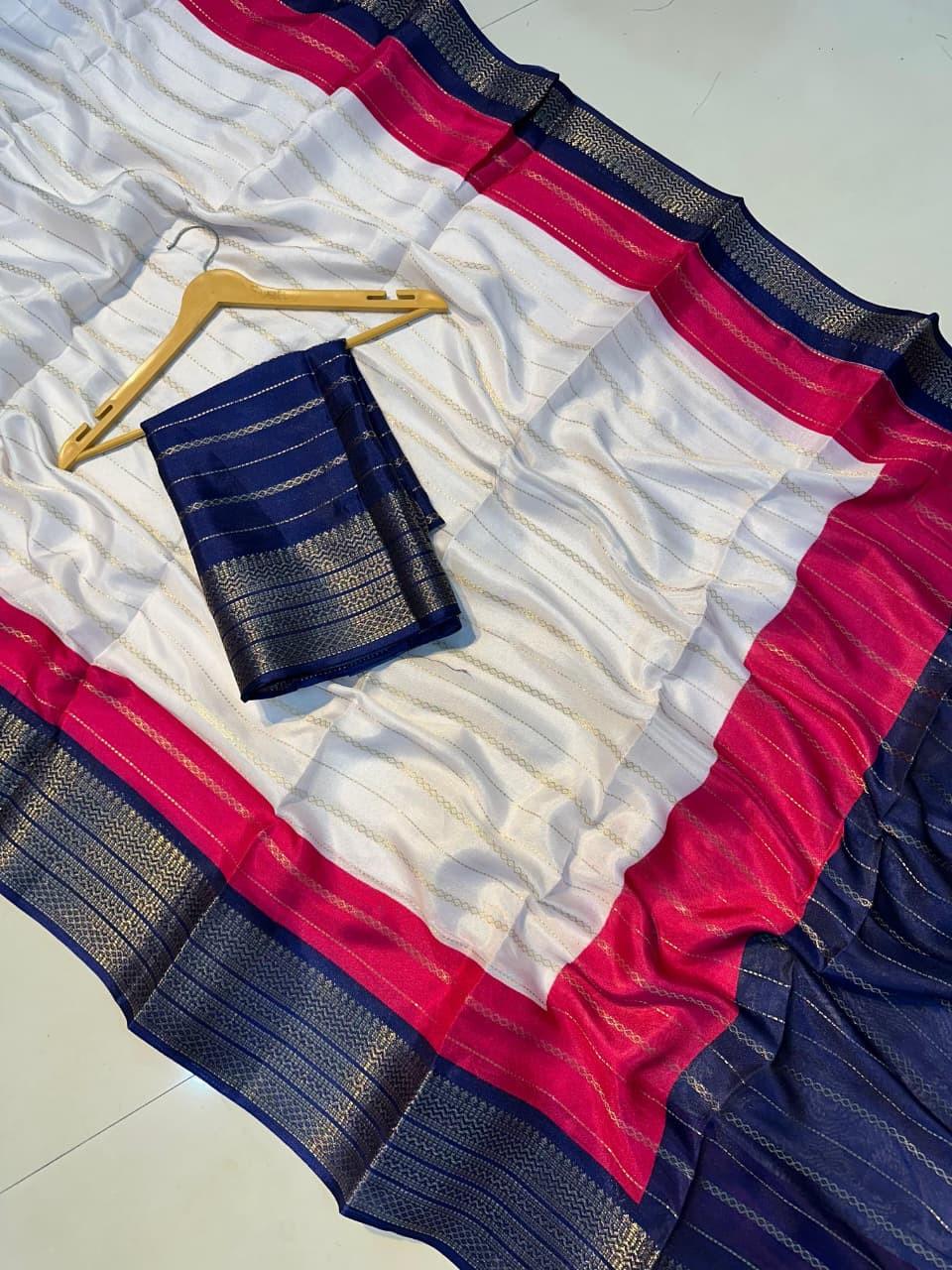 Heavy Mysore Silk Saree with All-Over Weaving & Two-Tone Padding Border + Coordinated Blouse – Regal Elegance for Boutique Displays & Festivals