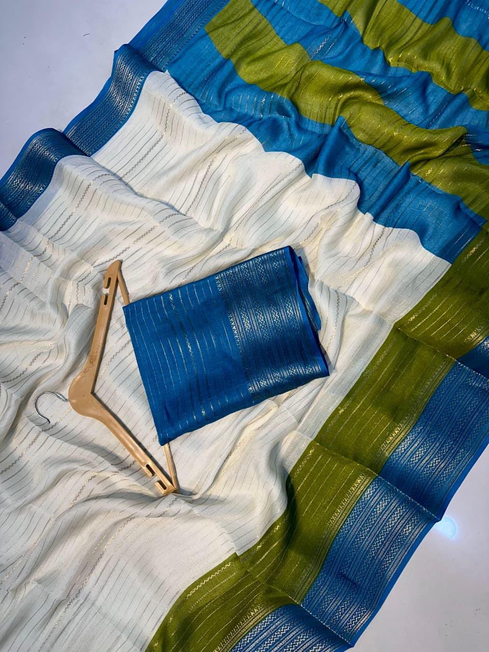 Heavy Mysore Silk Saree with All-Over Weaving & Two-Tone Padding Border + Coordinated Blouse – Regal Elegance for Boutique Displays & Festivals