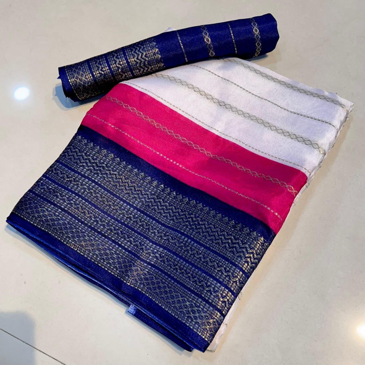 Heavy Mysore Silk Saree with All-Over Weaving & Two-Tone Padding Border + Coordinated Blouse – Regal Elegance for Boutique Displays & Festivals
