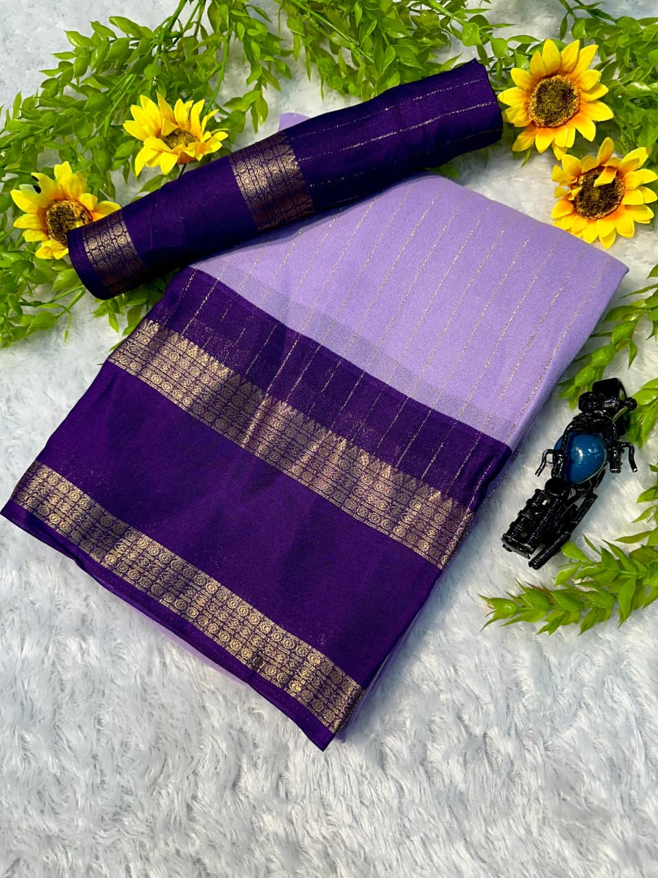 Heavy Mysore Silk Saree with Allover Weaving & Two‑Tone Padding Border – Premium Boutique Wear & Festive Gifting