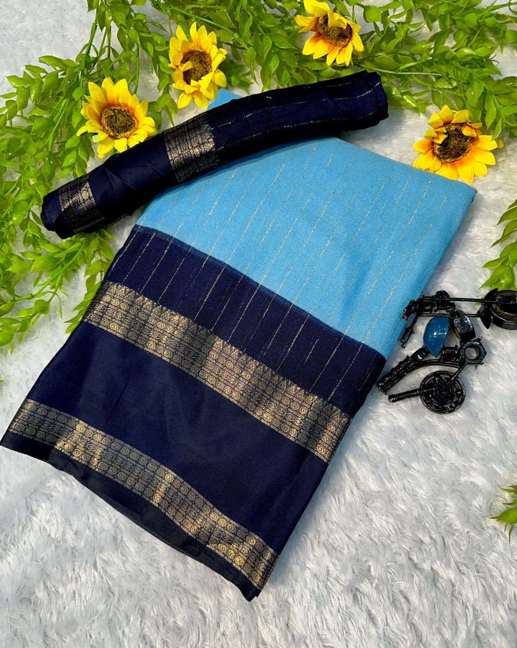Heavy Mysore Silk Saree with Allover Weaving & Two‑Tone Padding Border – Premium Boutique Wear & Festive Gifting