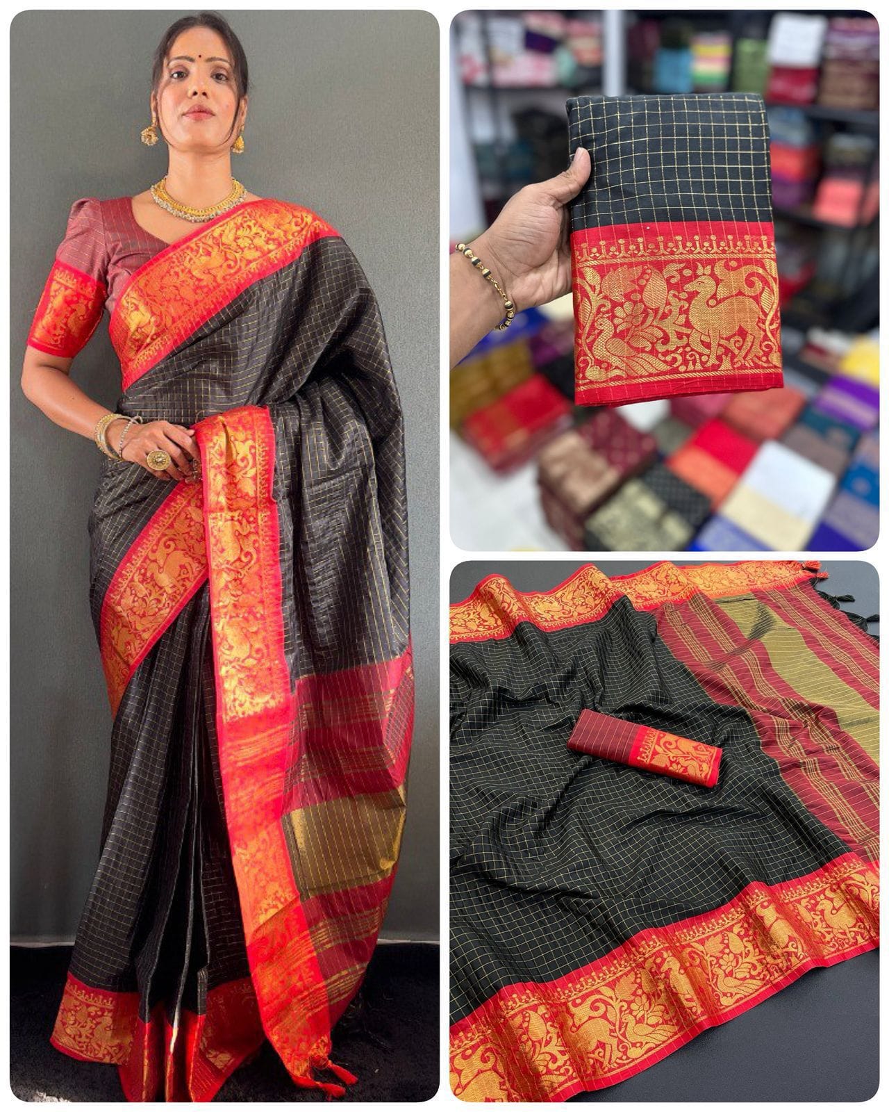Exclusive Mercerised Cotton Silk Saree with Self Weaving Border & Contrast Pallu – Aura Collection