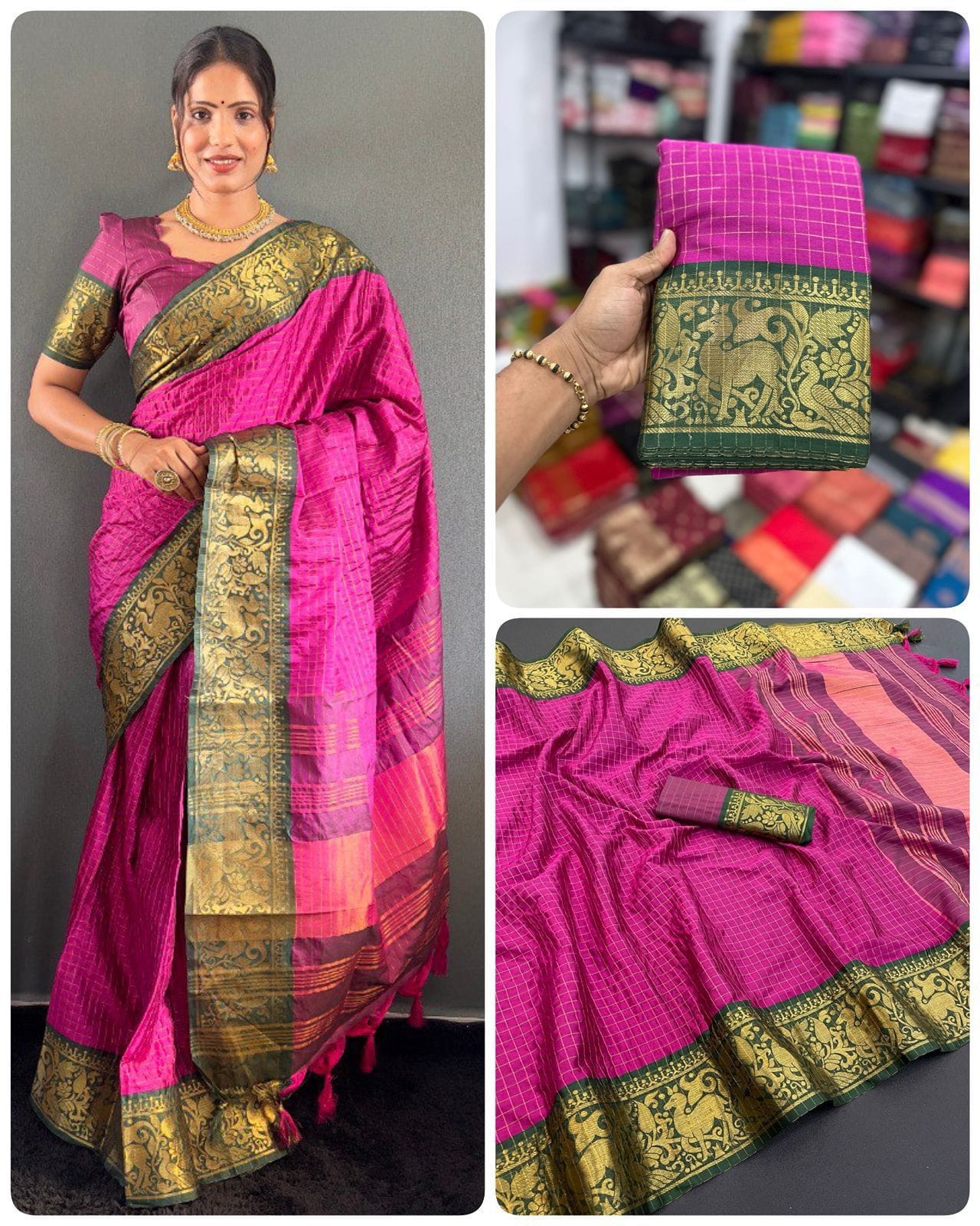 Exclusive Mercerised Cotton Silk Saree with Self Weaving Border & Contrast Pallu – Aura Collection