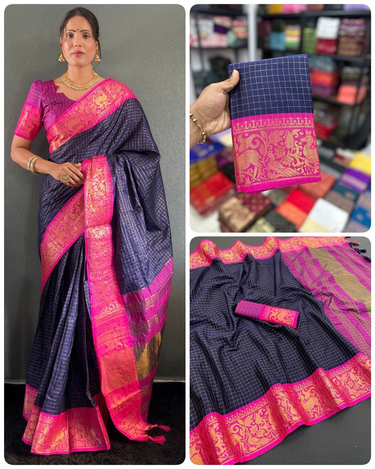 Exclusive Mercerised Cotton Silk Saree with Self Weaving Border & Contrast Pallu – Aura Collection