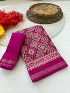 Super Mul Mul Cotton Viscose Saree with Patola Pallu & Sequin Work Blouse – Premium Boutique Wear & Festive Gifting