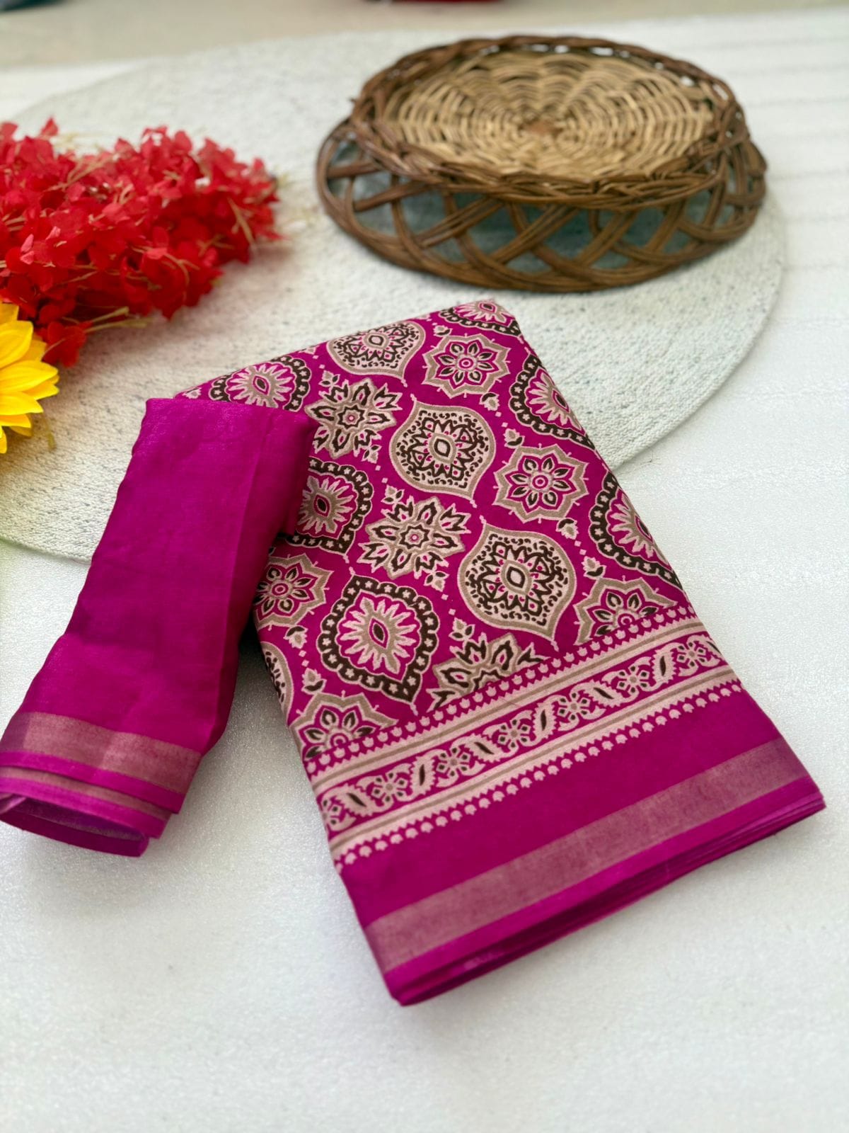 Super Mul Mul Cotton Viscose Saree with Patola Pallu & Sequin Work Blouse – Premium Boutique Wear & Festive Gifting