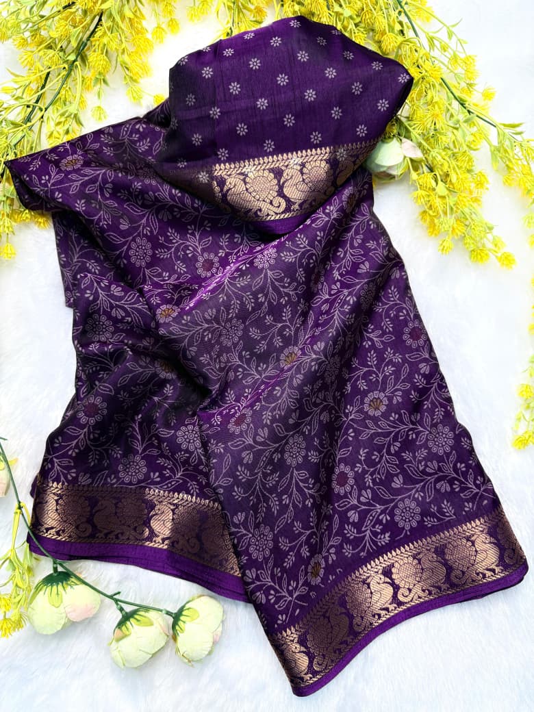 Soft Black Dola Silk Saree with Pen Kalamkari Design & Zari Hamsa Borders – Premium Boutique Wear